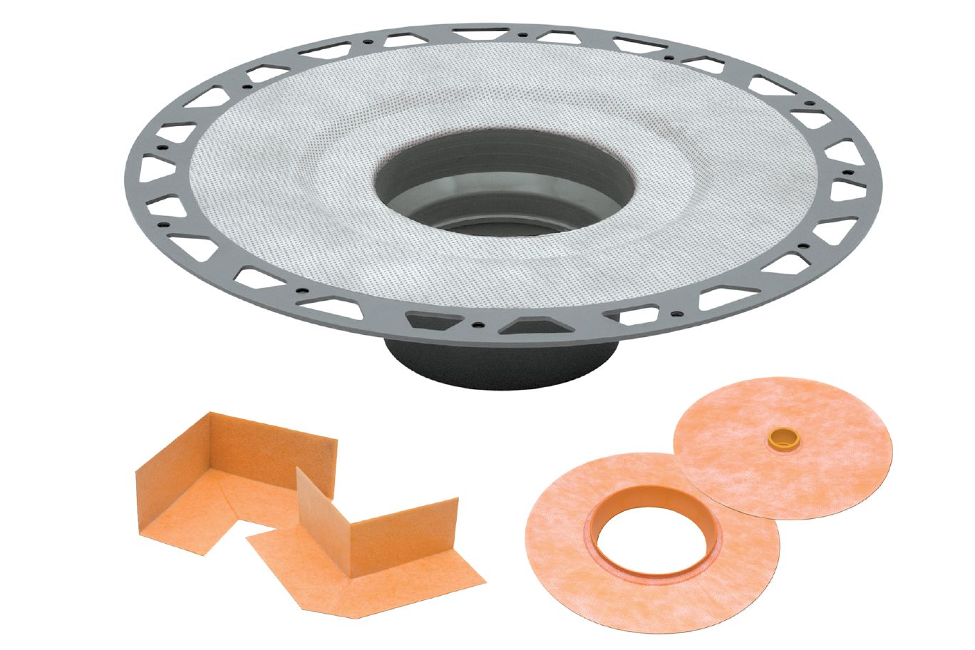 Schluter®-KERDI-DRAIN-Flange with seals and corners (vertical outlet)