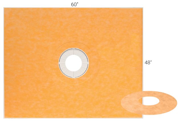 Schluter®-KERDI-SHOWER-T with center drain placement